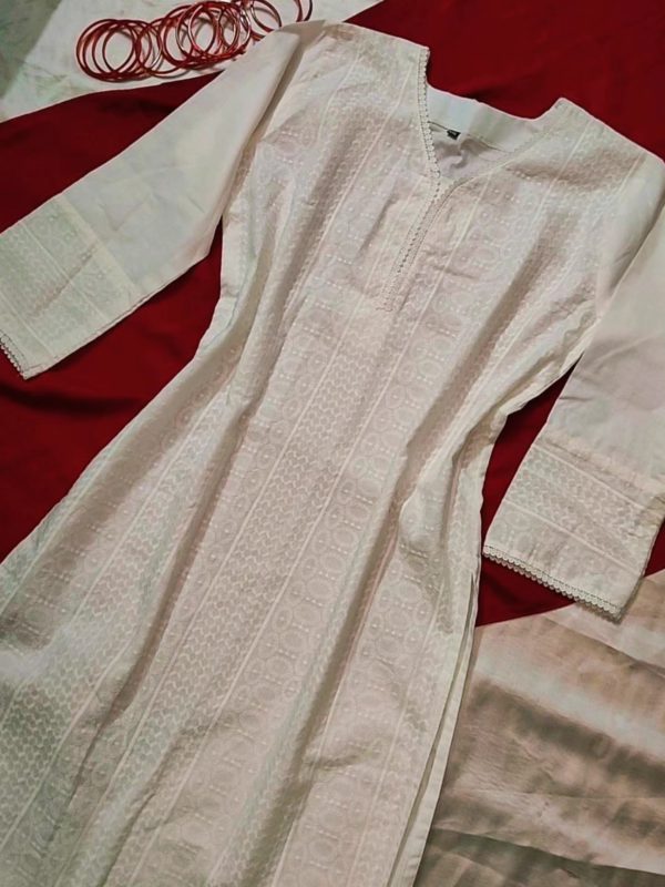 Boishakh Pure White Chikankari Boishakh Special 2-Piece Set