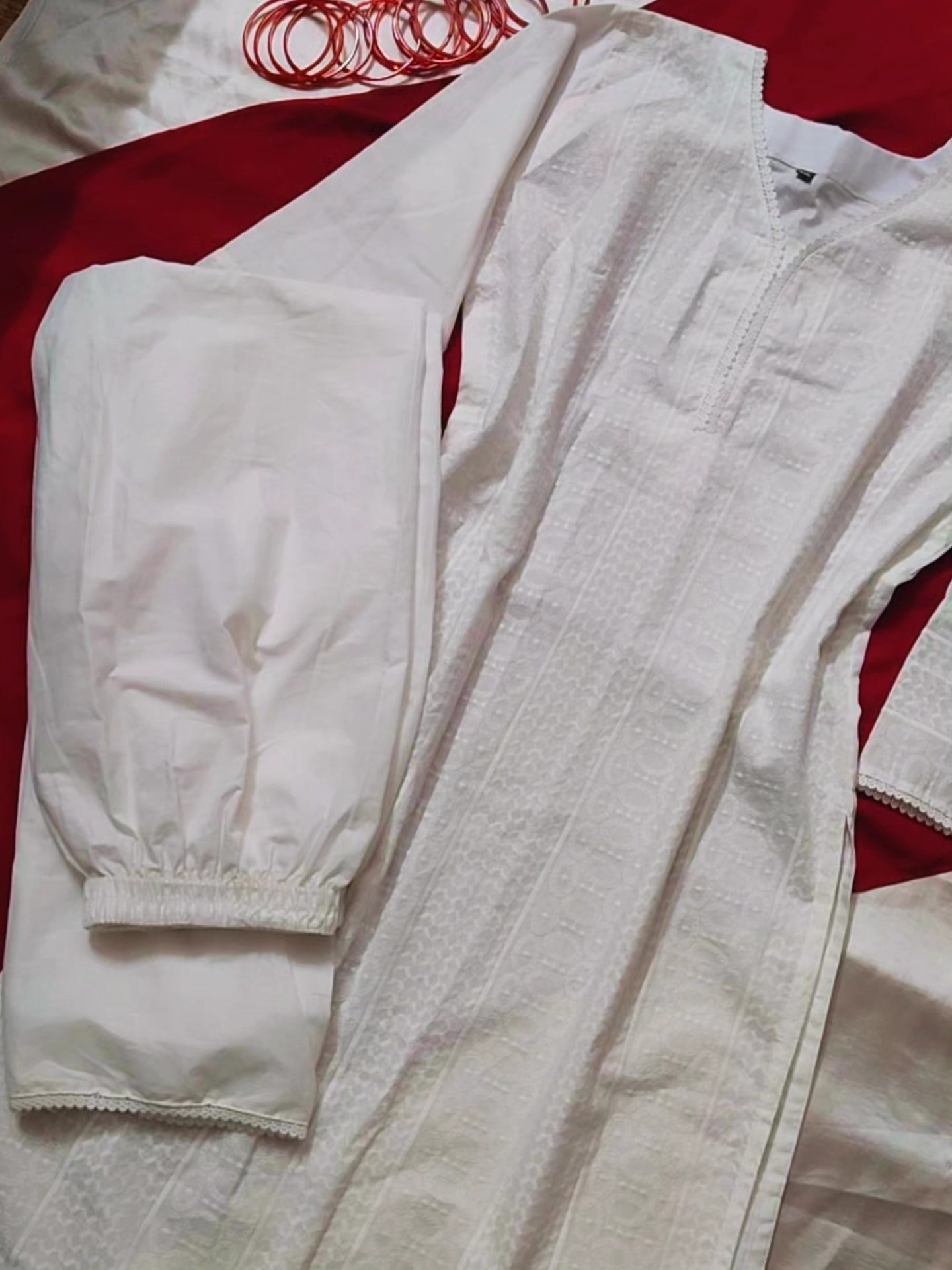 Boishakh1 Pure White Chikankari Boishakh Special 2-Piece Set