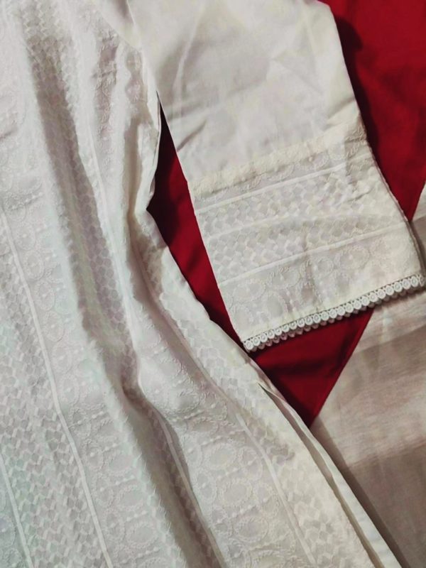 Boishakh4 Pure White Chikankari Boishakh Special 2-Piece Set